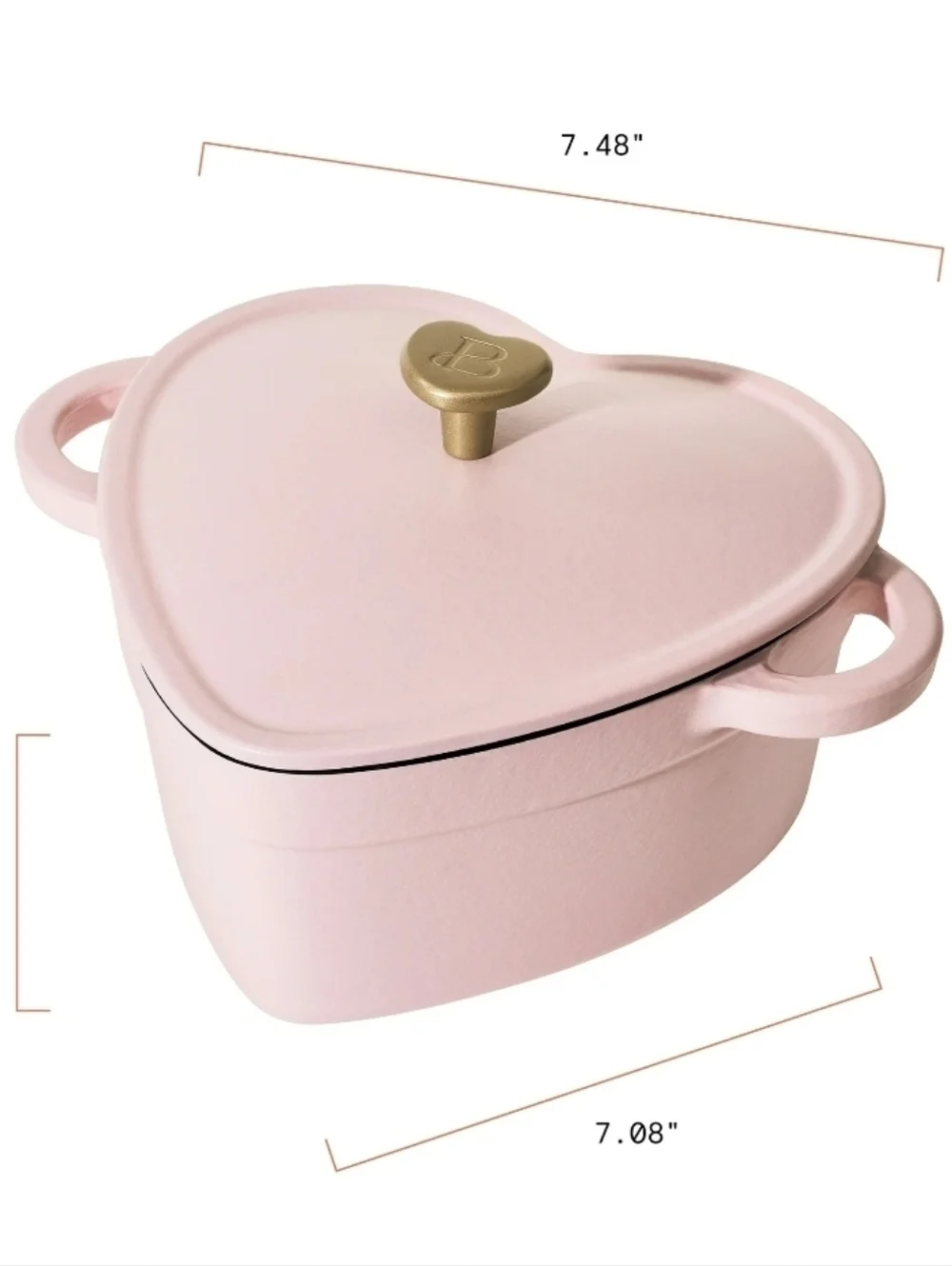 Beautiful By Drew Barrymore Heart-Shaped Cast Iron Casserole - Pink